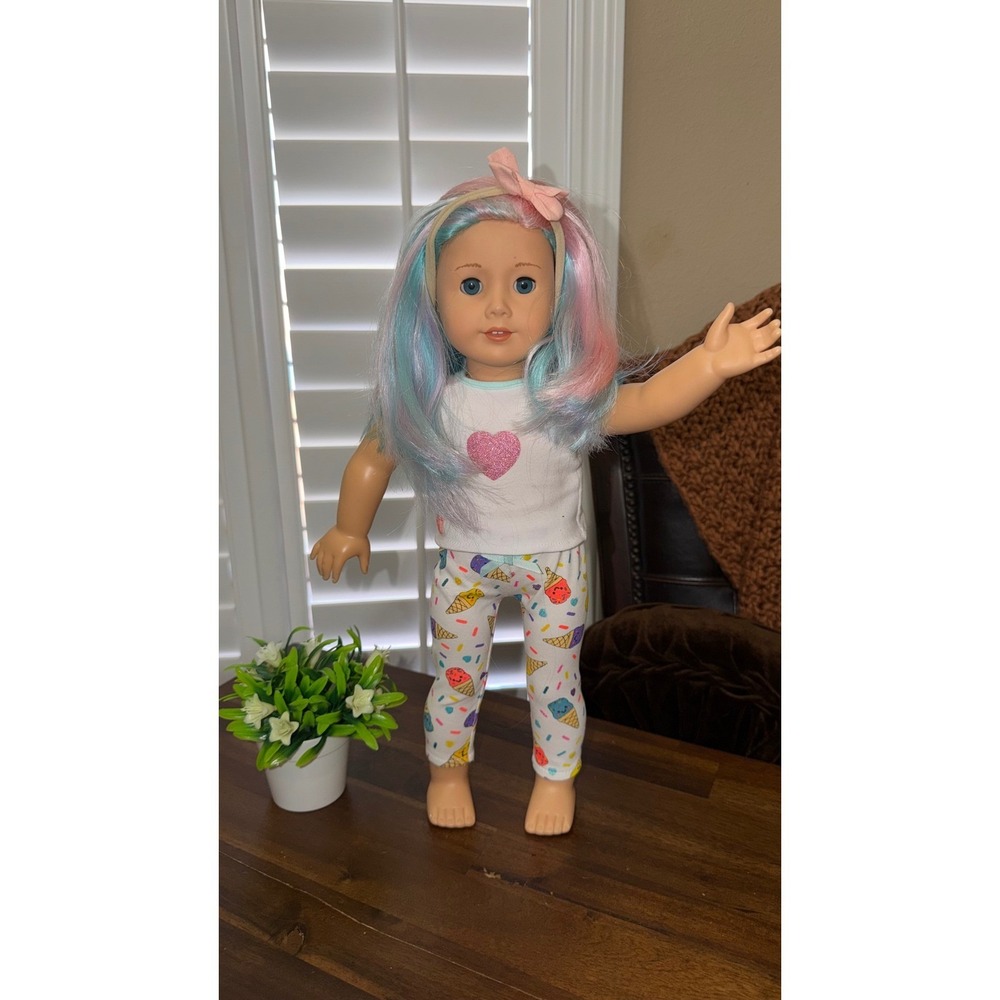 American Girl Truly Me Doll 88 Pink Blue Hair Blue Eyes 18 Inch with Pajamas